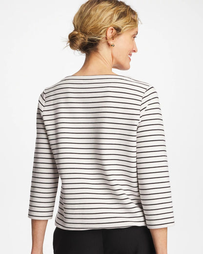 Chico's Zenergy® Striped Ottoman Drawstring Top Black