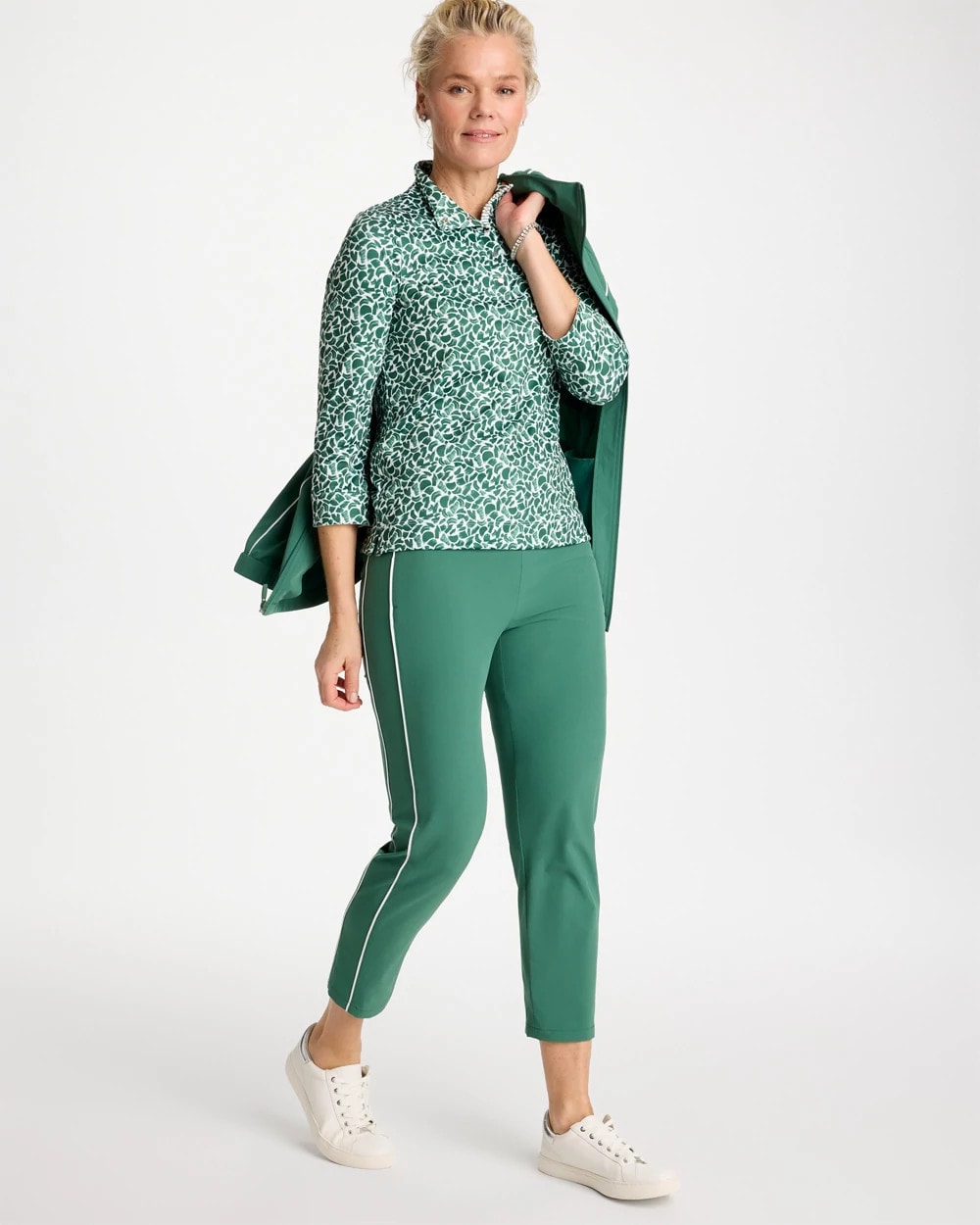 Chico's Zenergy® UPF Side Piping Ankle Pants Water Lily Green