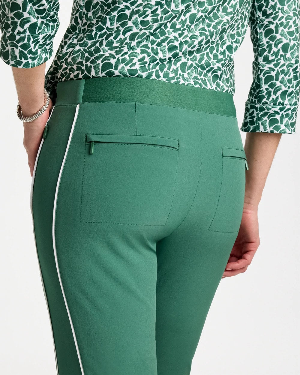 Chico's Zenergy® UPF Side Piping Ankle Pants Water Lily Green