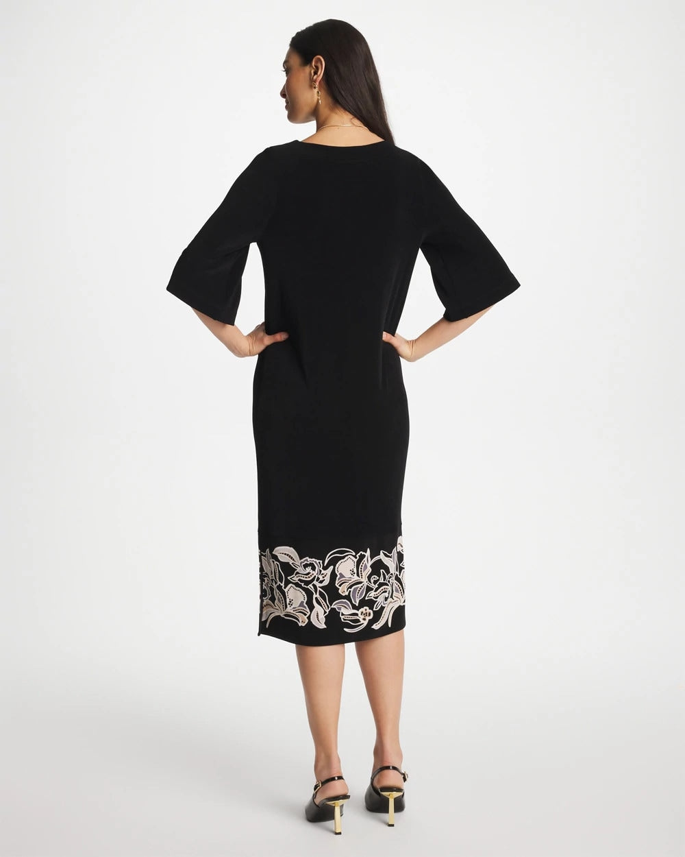 Chico's Travelers™ Border Kimono Sleeve Dress Travelers Black