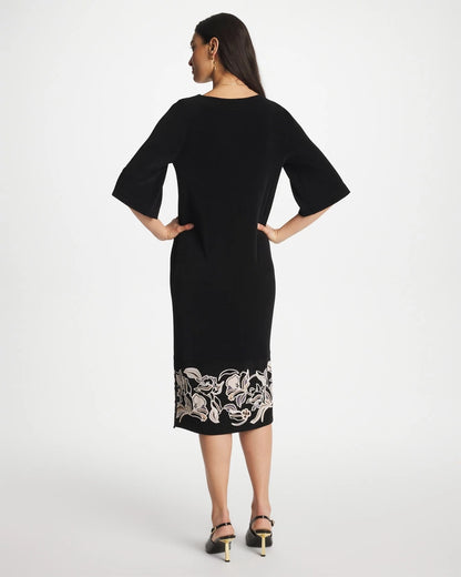 Chico's Travelers™ Border Kimono Sleeve Dress Travelers Black