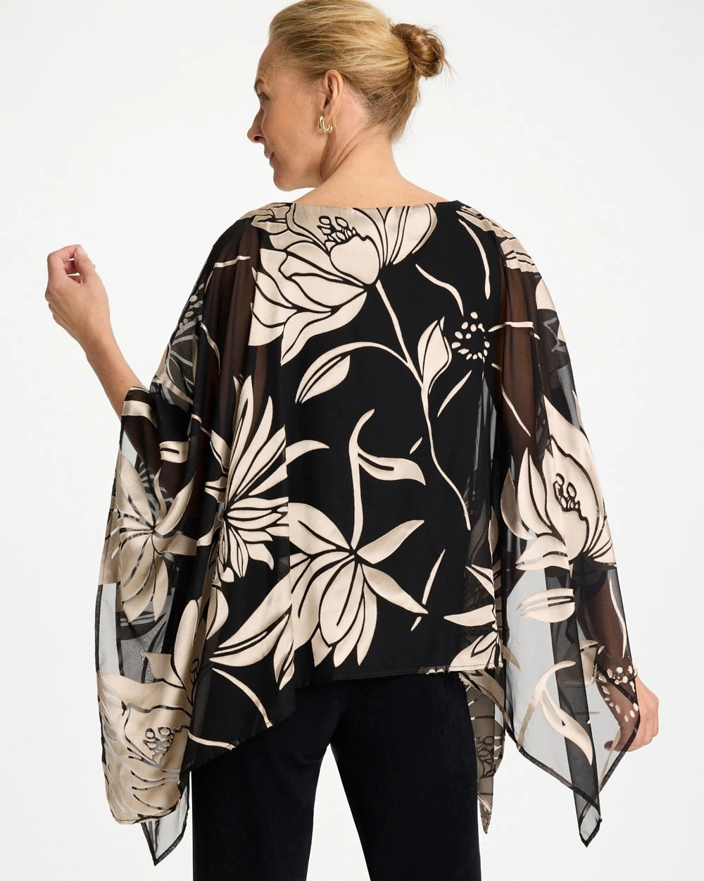 Chico's Travelers™ Burnout Floral Chiffon Top Travelers Black