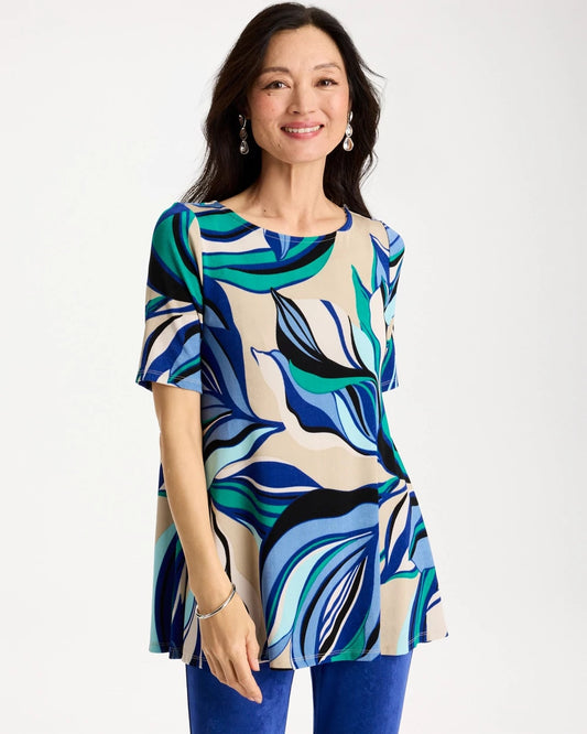 Chico's Travelers™ Marble Flora Swing Tunic Rich Cobalt