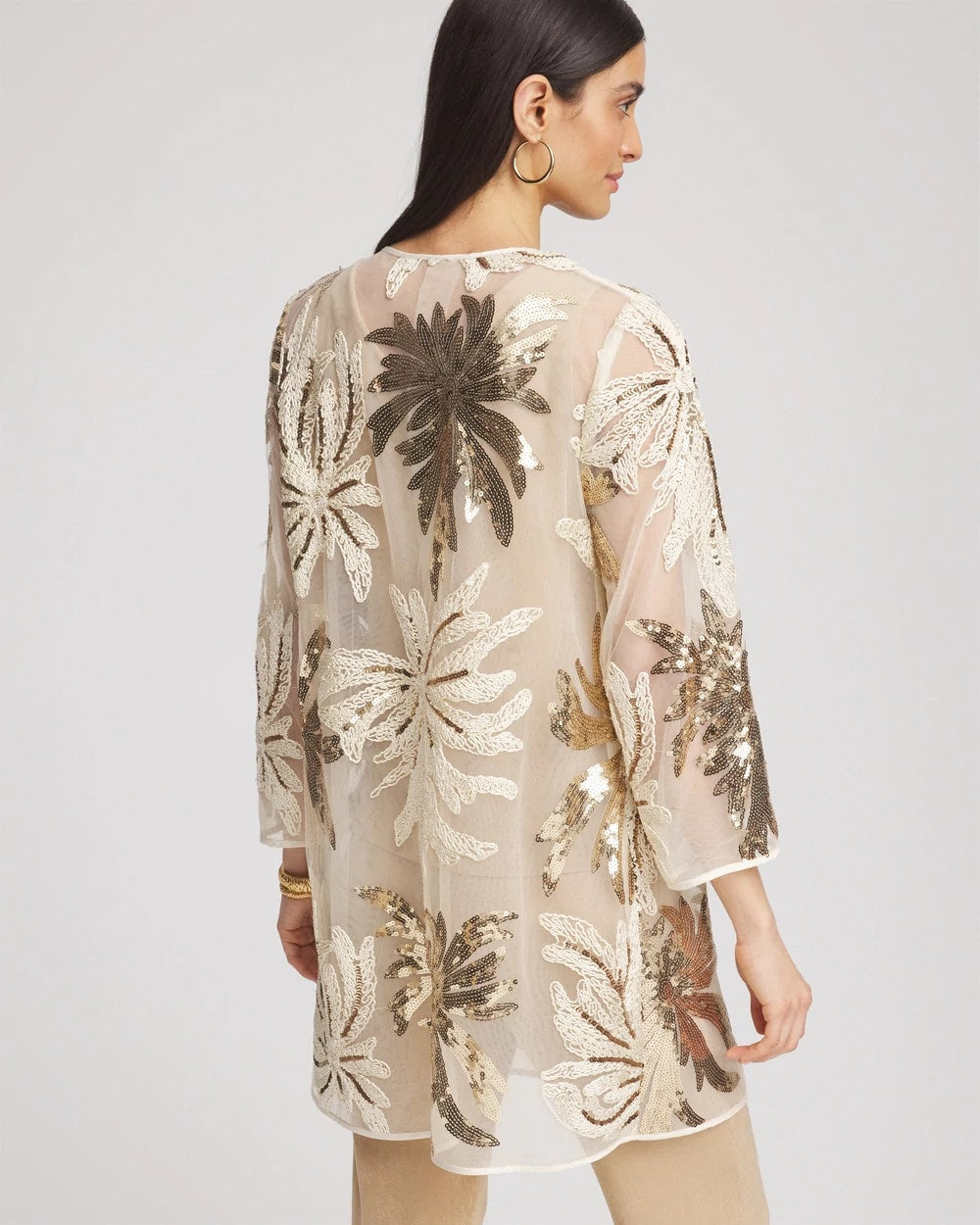 Chico's Travelers™ Collection Sequin-Mesh Jacket Modern Ecru
