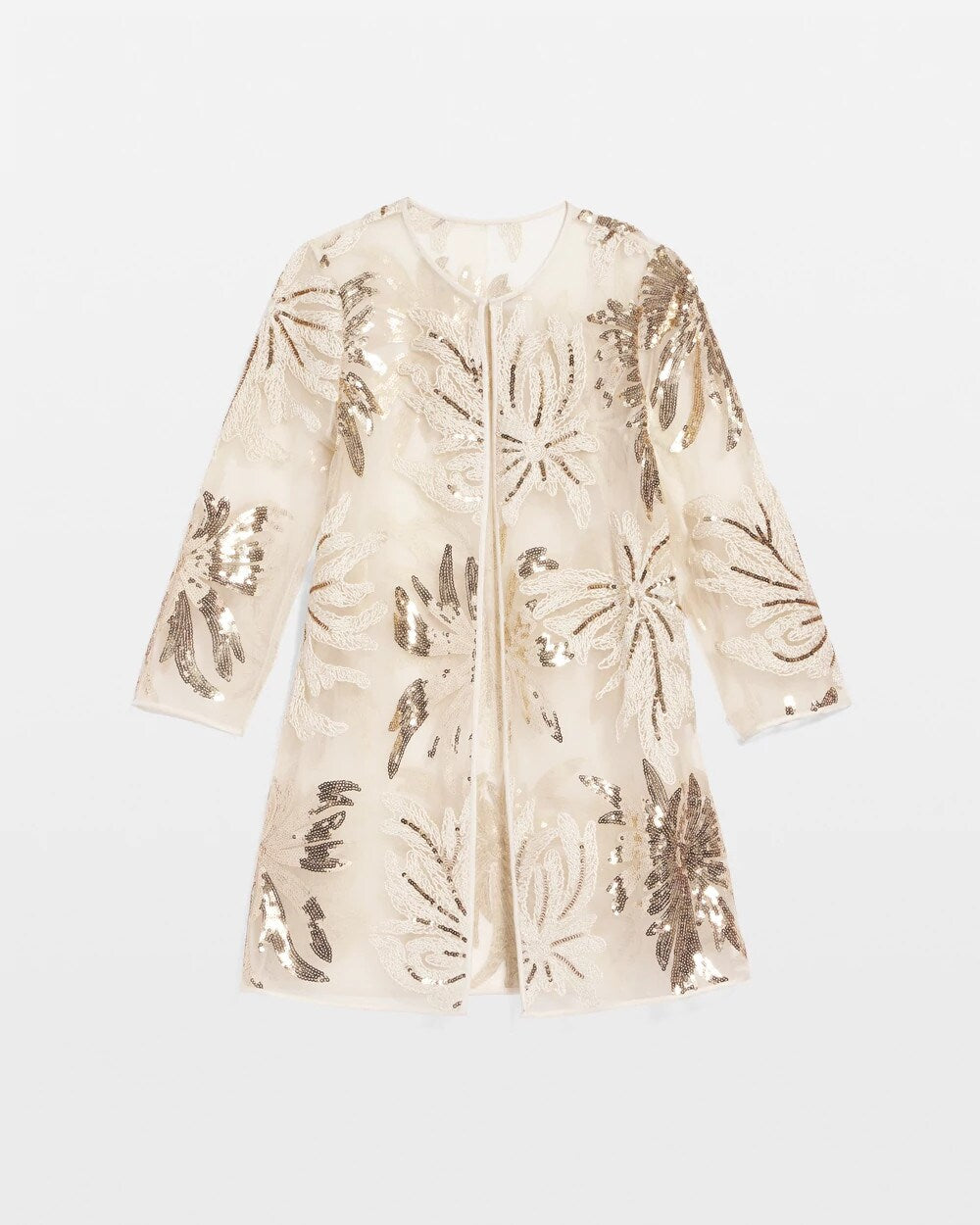 Chico's Travelers™ Collection Sequin-Mesh Jacket Modern Ecru