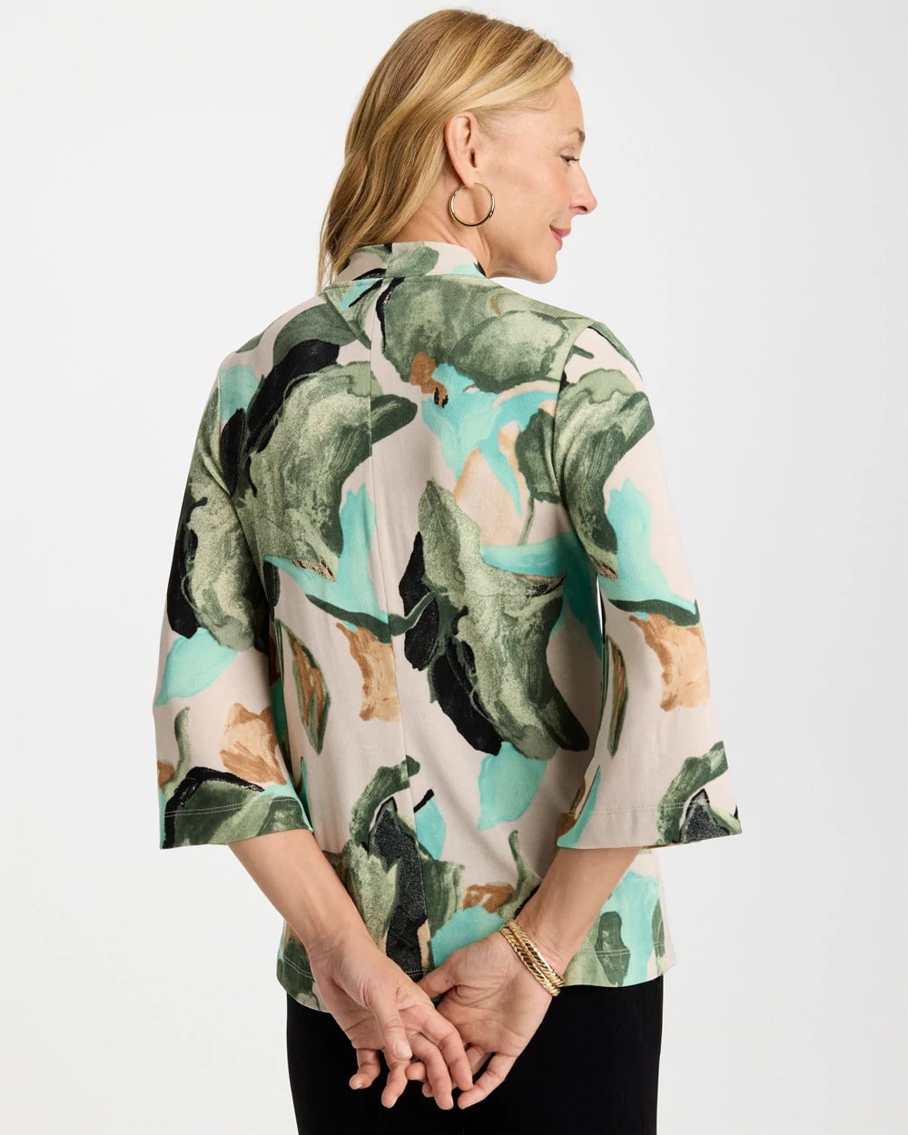 Chico's Travelers™ Bloom V-Neck Kimono Top Kelp Forest