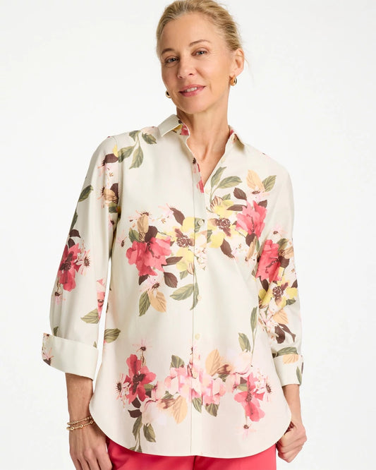 Chico's No Iron™ Printed Stretch Shirt Hot Honeysuckle