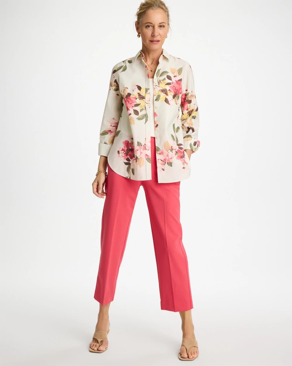 Chico's No Iron™ Printed Stretch Shirt Hot Honeysuckle