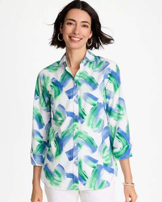 Chico's No Iron™ Printed Stretch Shirt Amparo Blue