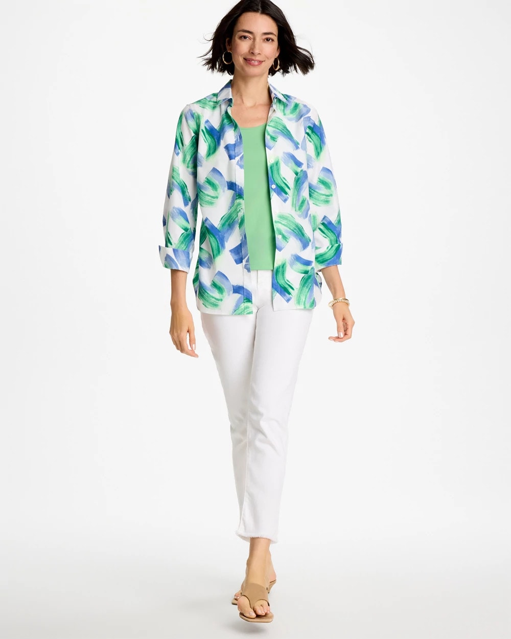Chico's No Iron™ Printed Stretch Shirt Amparo Blue