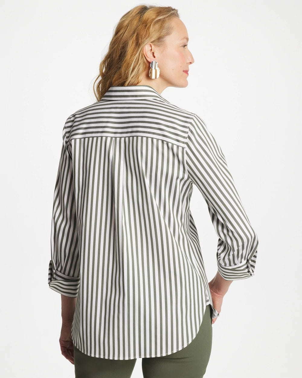 Chico's No Iron™ Stretch Striped Shirt Kelp Forest