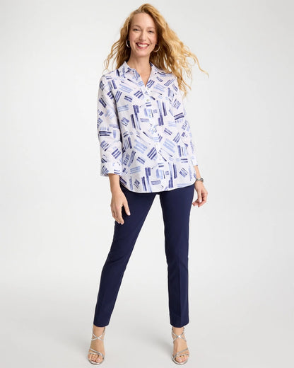 Chico's No Iron™ Printed Linen Shirt Amparo Blue