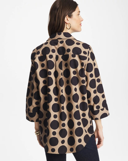 Chico's No Iron™ Stretch Global Dots Popover Tunic Cattail Brown