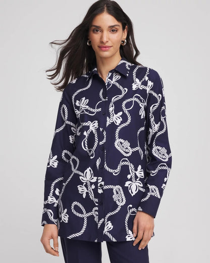 Chico's No Iron™ Rope Print Tunic Passport Blue