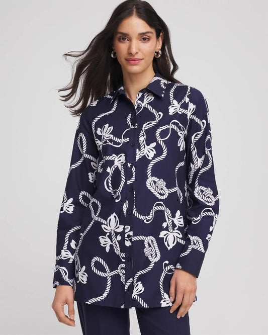 Chico's No Iron™ Rope Print Tunic Passport Blue