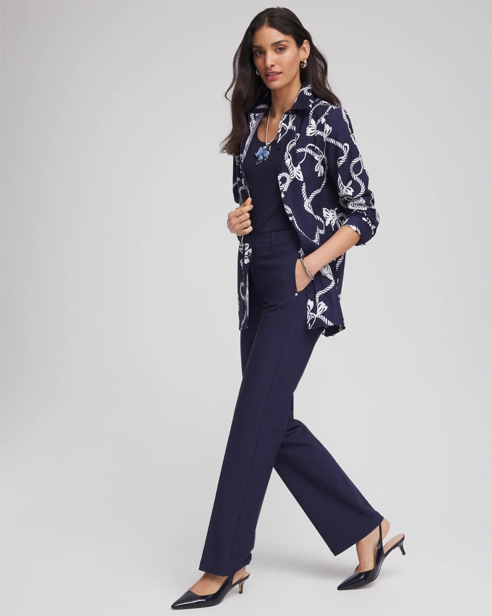 Chico's No Iron™ Rope Print Tunic Passport Blue
