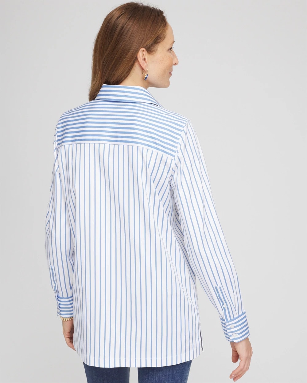 Chico's No Iron™ Stripe Mix Tunic Tidal Blue