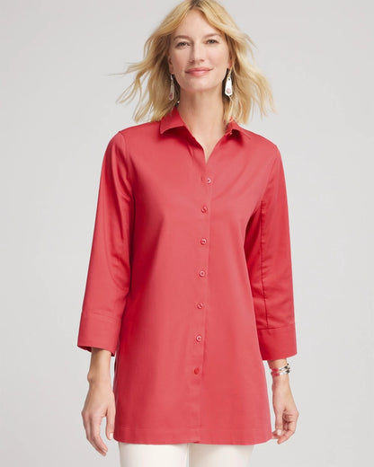 Chico's No Iron™ Classic Button Down Tunic Folkloric Red