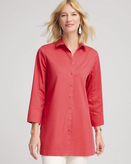 Chico's No Iron™ Classic Button Down Tunic Folkloric Red