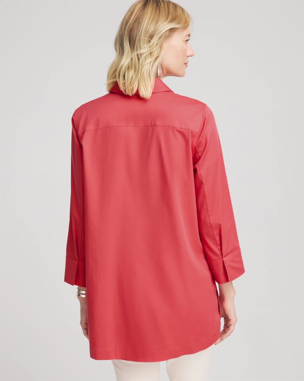 Chico's No Iron™ Classic Button Down Tunic Folkloric Red