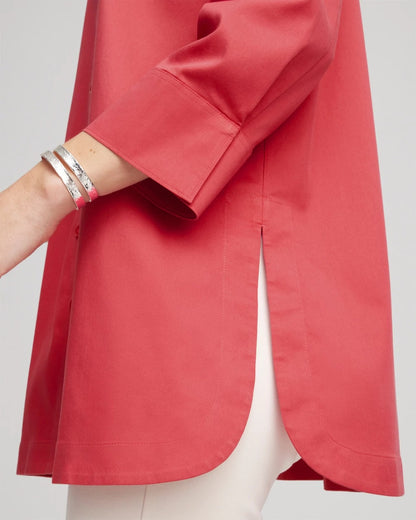Chico's No Iron™ Classic Button Down Tunic Folkloric Red