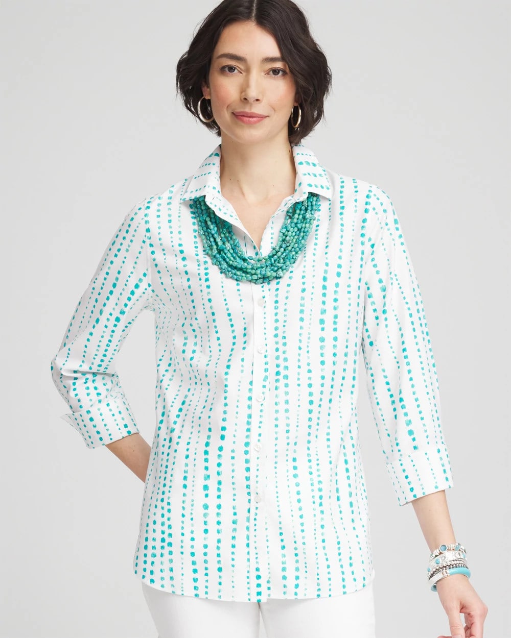 Chico's No Iron™ Sateen Bubble Print Shirt Seaspray