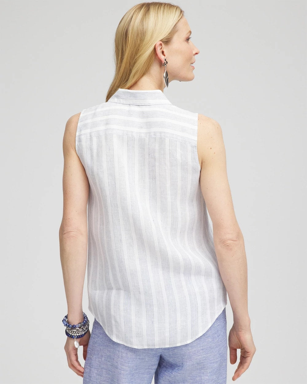 Chico's No Iron™ Linen Tie-Front Sleeveless Shirt Indigo