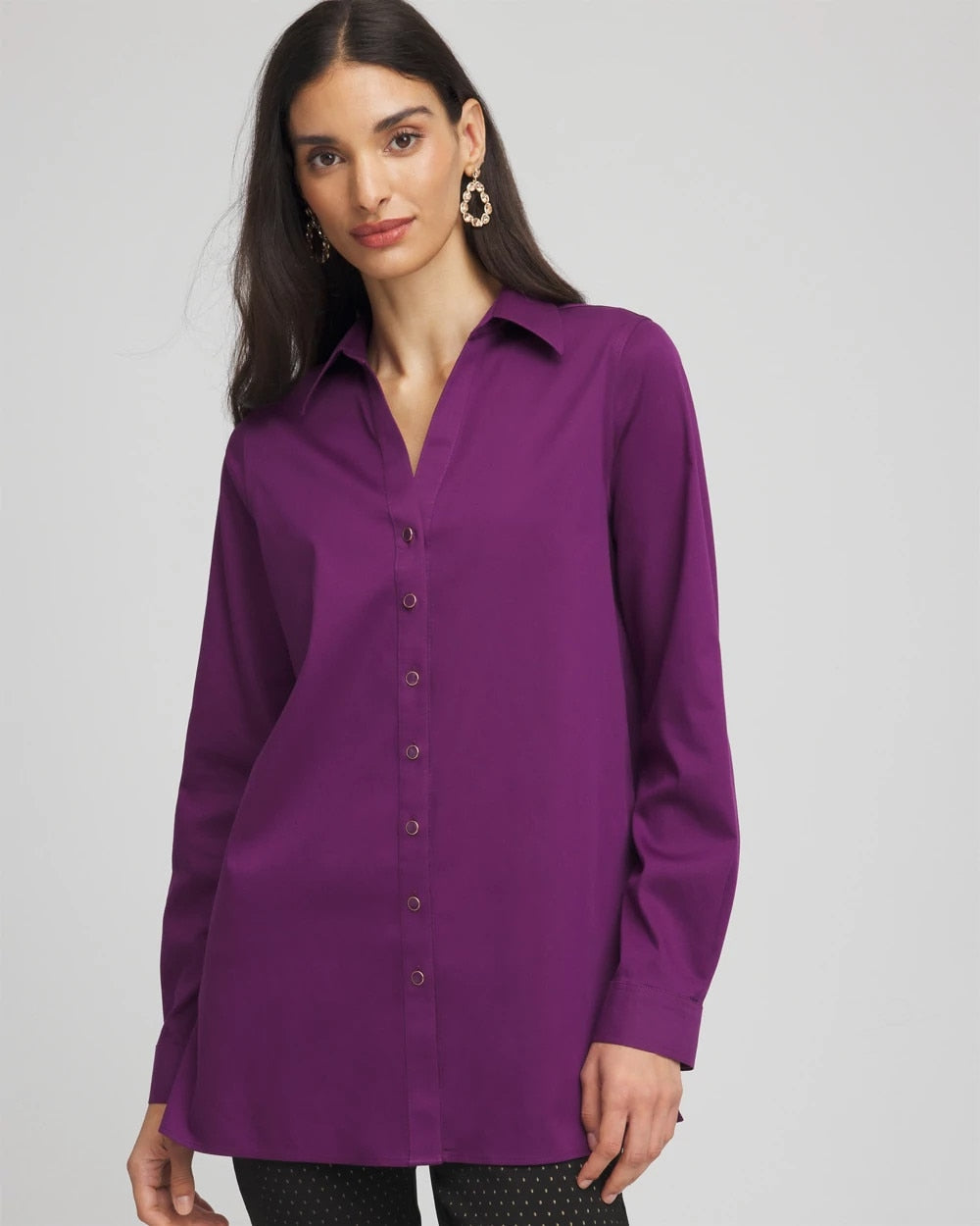 Chico's No Iron™ Novelty Button Tunic Purple Royale