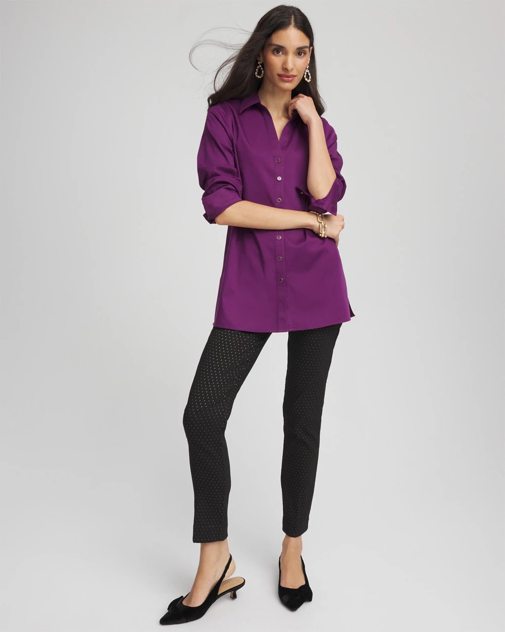 Chico's No Iron™ Novelty Button Tunic Purple Royale