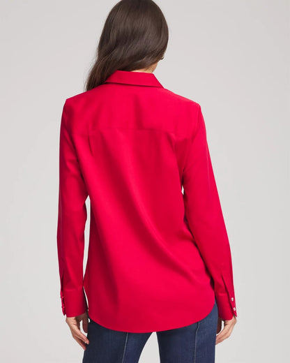 Chico's No Iron™ Rhinestone Button Shirt Carmine Red