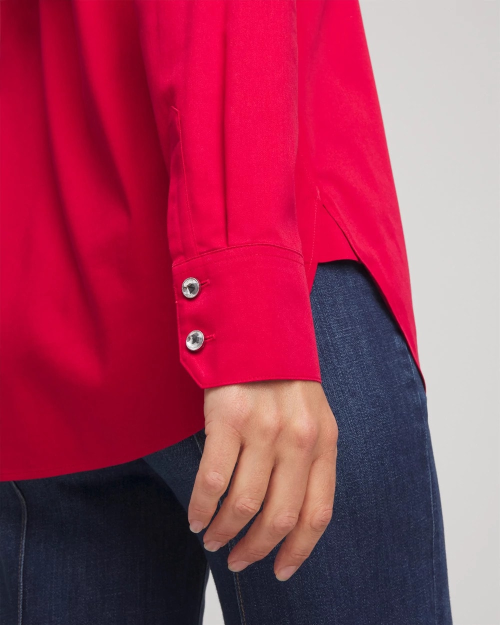 Chico's No Iron™ Rhinestone Button Shirt Carmine Red