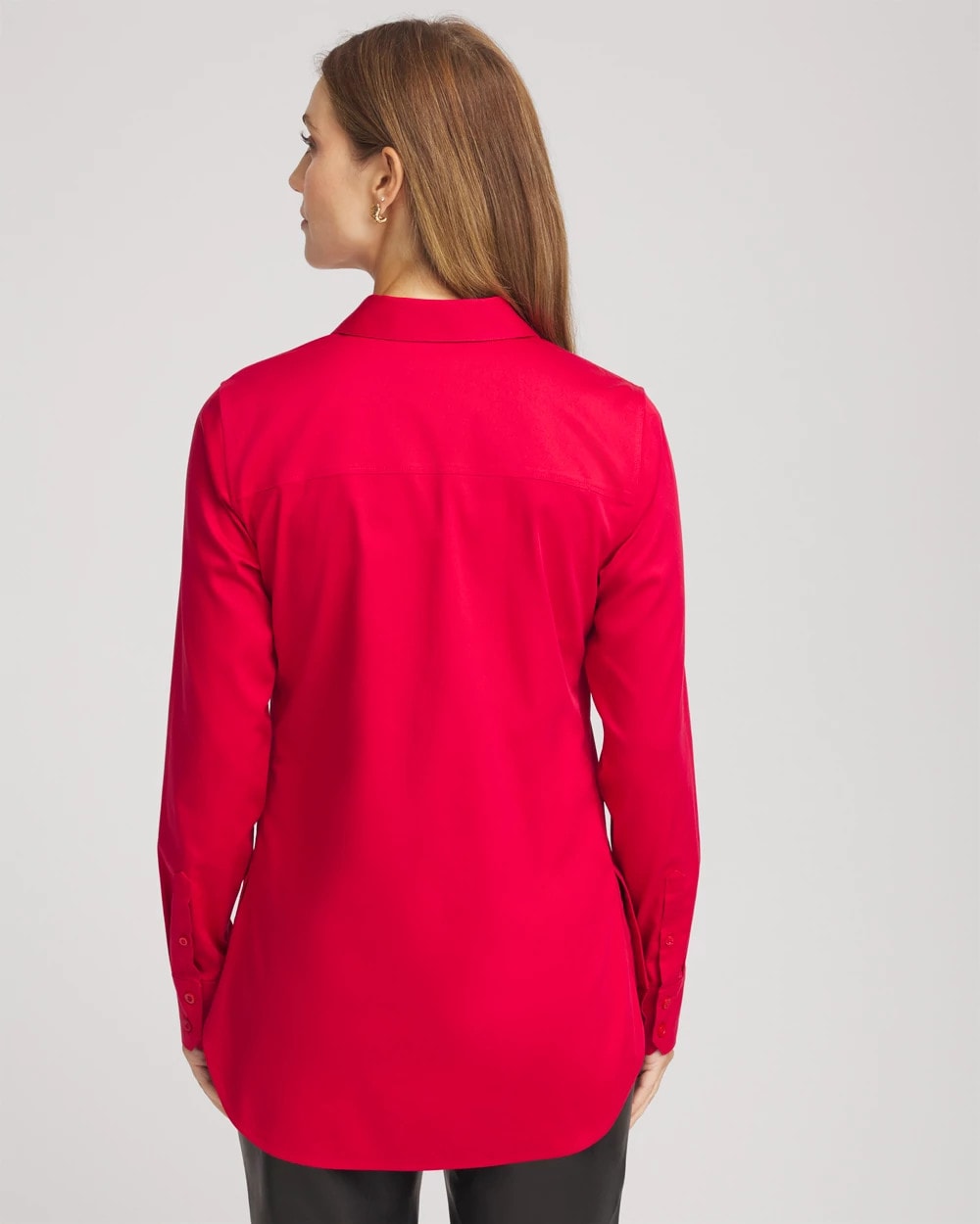 Chico's No Iron™ Peplum Pleated Shirt Carmine Red