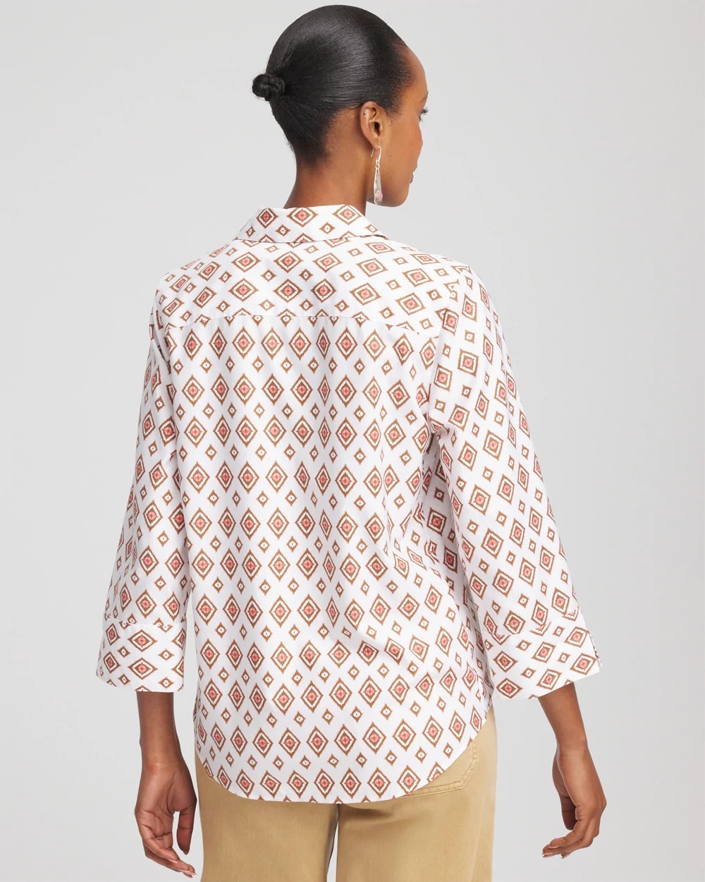 Chico's No Iron™ Tie-Front Geo-Print Shirt Siesta Rose
