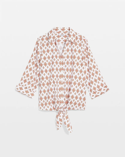 Chico's No Iron™ Tie-Front Geo-Print Shirt Siesta Rose