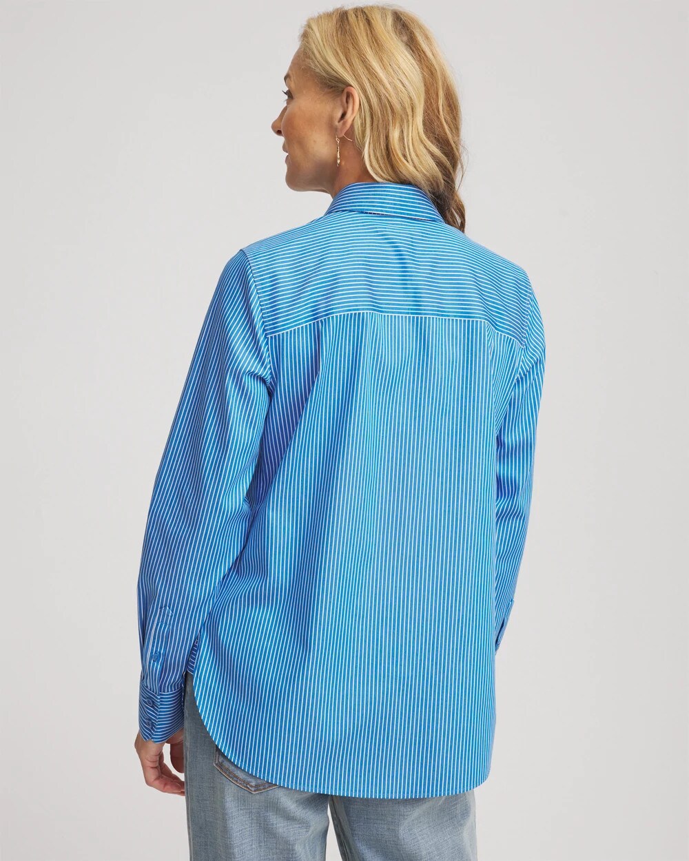 Chico's No Iron™ Classic Striped Shirt Empire Blue