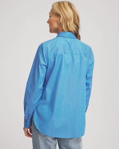 Chico's No Iron™ Classic Striped Shirt Empire Blue