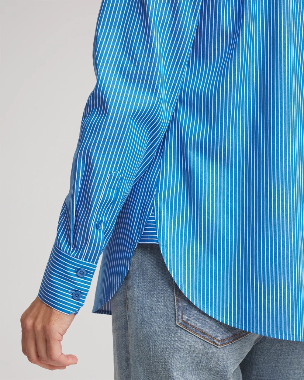 Chico's No Iron™ Classic Striped Shirt Empire Blue
