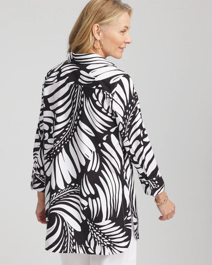 Chico's No Iron™ Printed Palms Button Down Tunic Black