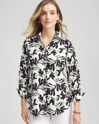 Chico's No Iron™ Abstract Floral Shirt Salted Lime