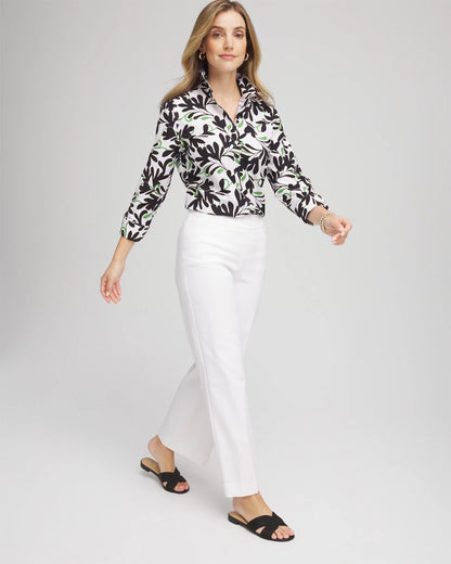 Chico's No Iron™ Abstract Floral Shirt Salted Lime