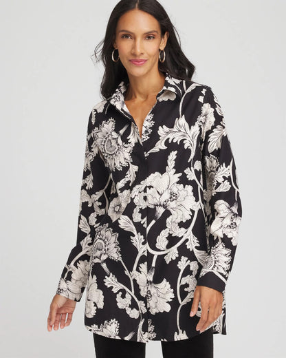 Chico's No Iron™ Bryne Bloom Stretch Tunic Black