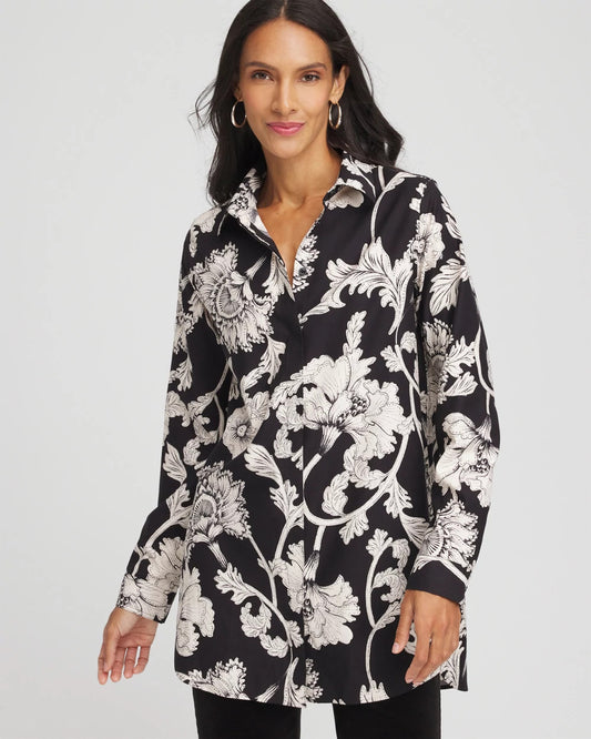 Chico's No Iron™ Bryne Bloom Stretch Tunic Black