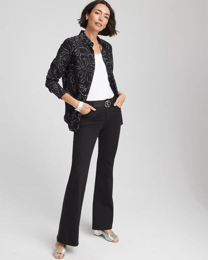 Chico's No Iron™ Findot Print Sateen Shirt Black