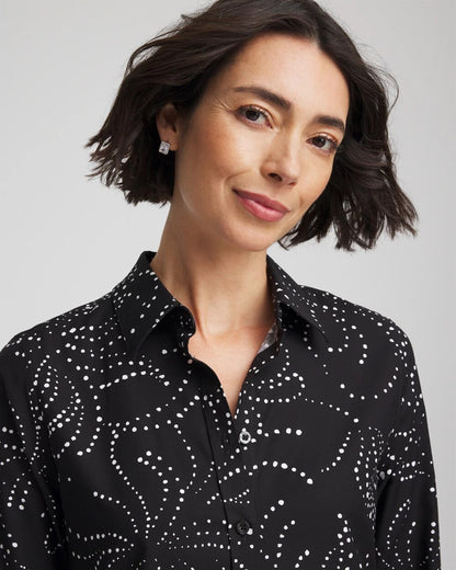 Chico's No Iron™ Findot Print Sateen Shirt Black