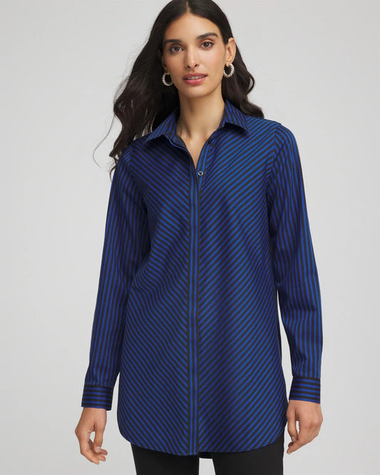 Chico's No Iron™ Slimming Striped Tunic Cobalt Stone