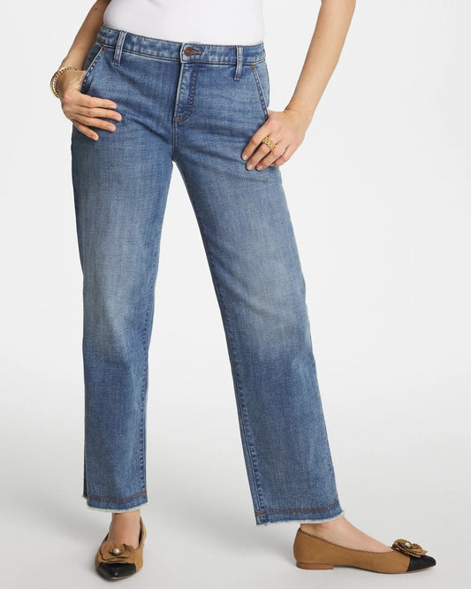 Chico's Girlfriend Straight Ankle Jeans Nara Indigo