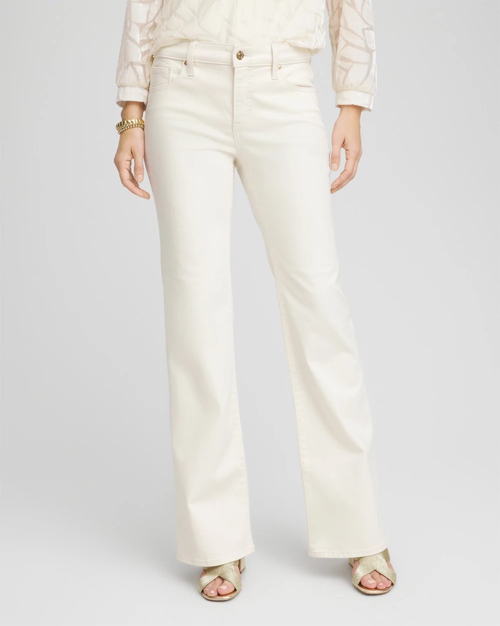Chico's Petite Girlfriend Flared Leg Jeans English Cream