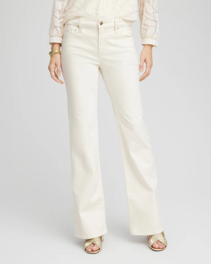 Chico's Petite Girlfriend Flared Leg Jeans English Cream