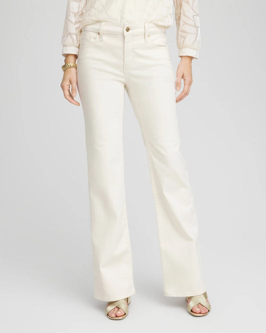 Chico's Petite Girlfriend Flared Leg Jeans English Cream