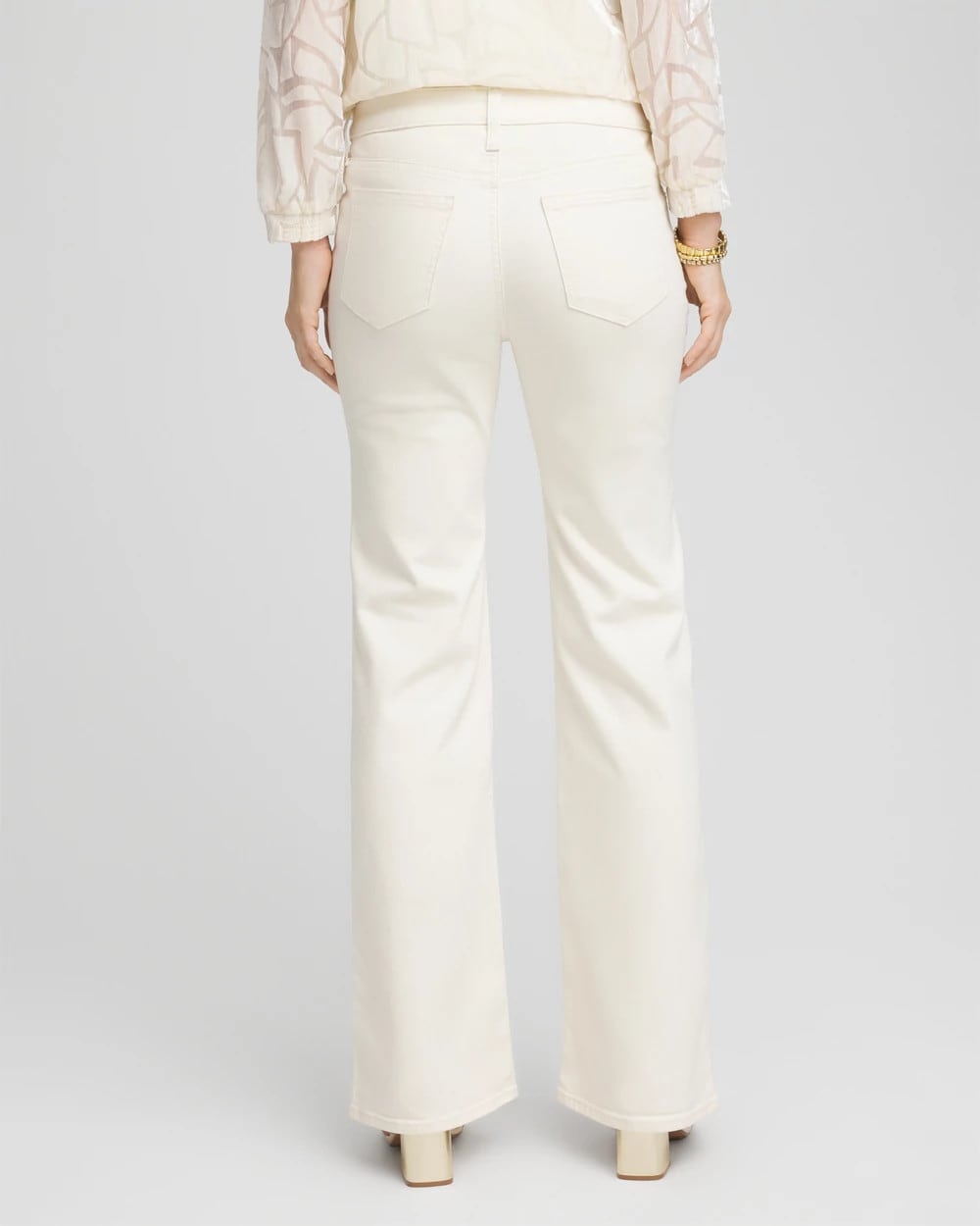 Chico's Petite Girlfriend Flared Leg Jeans English Cream